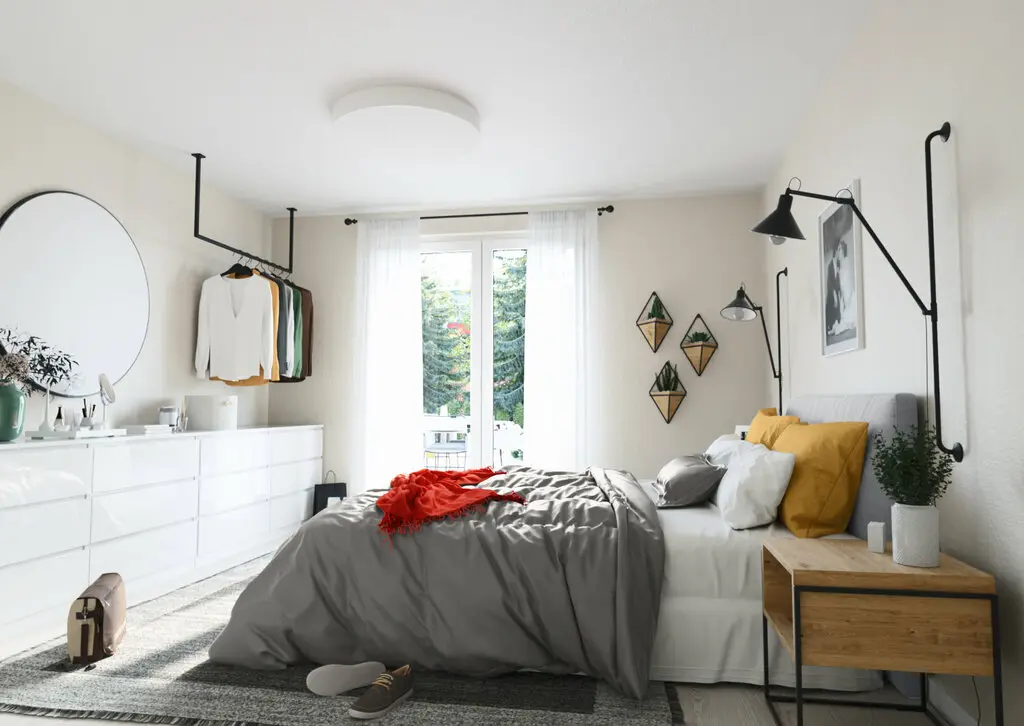 Bungalow-108-Schlafzimmer-Gardinen-und-Gardinenschals